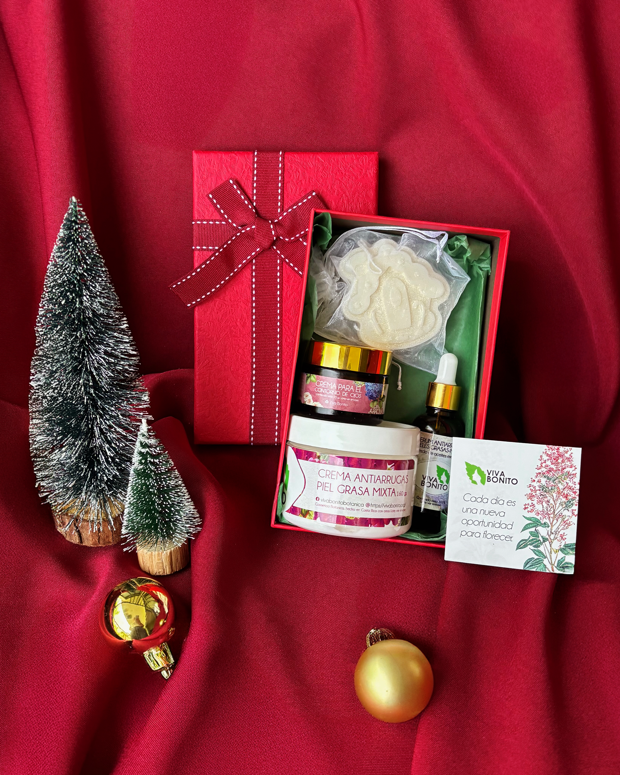 Promoción Navideña 3 🎄: Serum antiarrugas + Crema antiarrugas + Contorno de Ojos + candela navideña